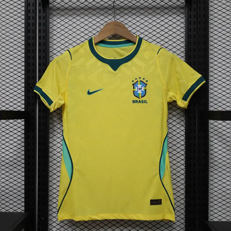 Camiseta Brasil Home Mundial 2026 Amarillo Mujer (EDICIÓN JUGADOR)