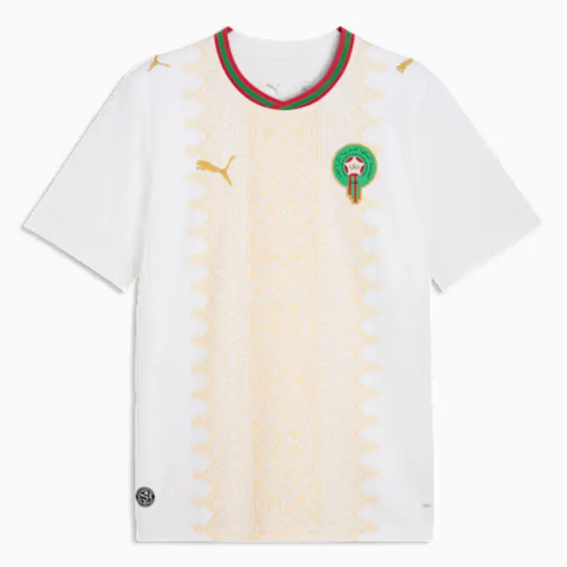 Camiseta Marruecos Away Mundial 2026 Blanco/Oro