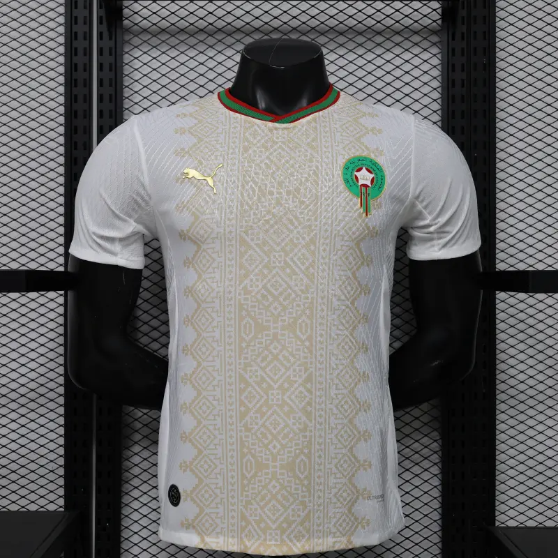 Camiseta Marruecos Away Mundial 2026 Blanco/Oro (EDICIÓN JUGADOR)