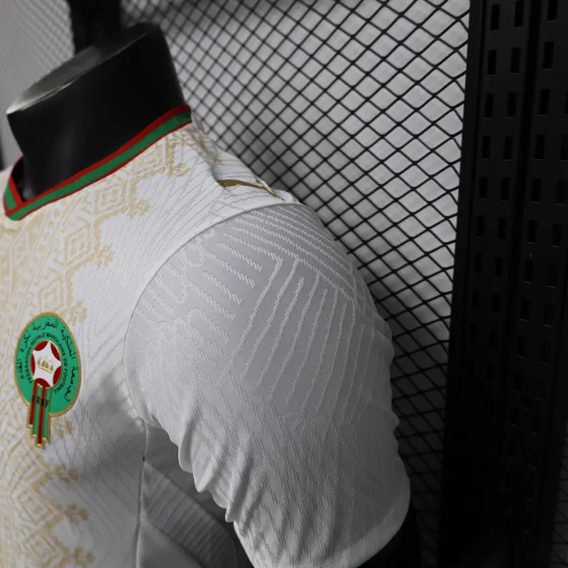 Camiseta Marruecos Away Mundial 2026 Blanco/Oro (EDICIÓN JUGADOR)