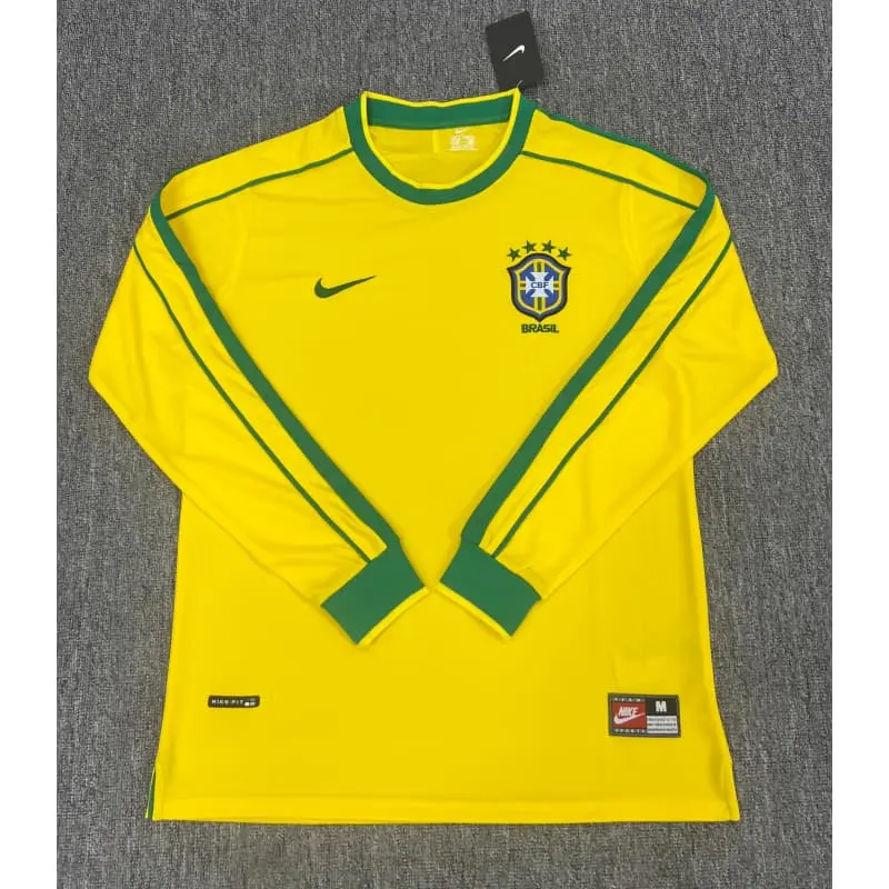 Camiseta Brasil Home Retro 1998 ML Amarillo