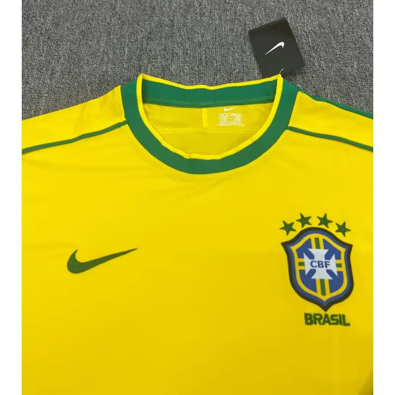 Camiseta Brasil Home Retro 1998 ML Amarillo