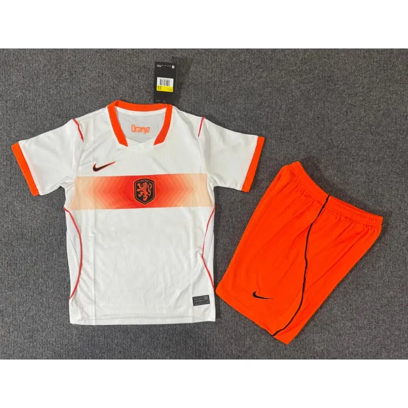 Camiseta Holanda Away Mundial 2026 Blanco Niño Kit