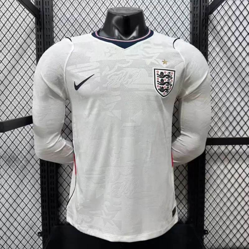 Camiseta Inglaterra Home Mundial 2026 ML Blanco (EDICIÓN JUGADOR)