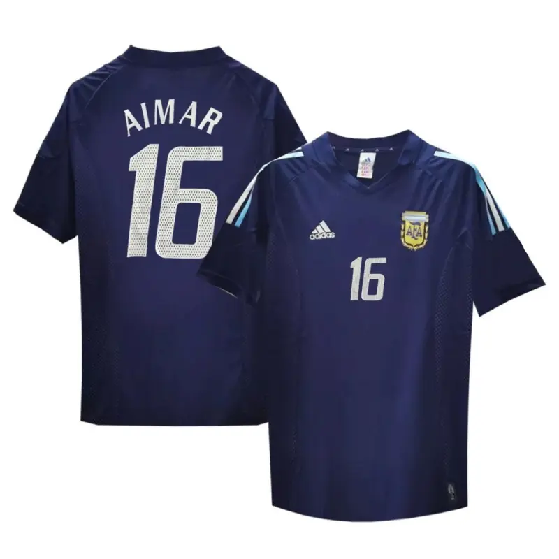Camiseta Aimar 16 Argentina Away Retro 2002 Azul Marino