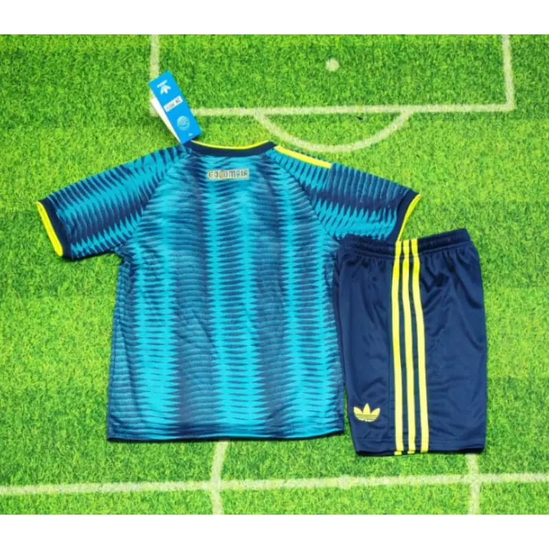 Camiseta Colombia Away Mundial 2026 Azul Niño Kit