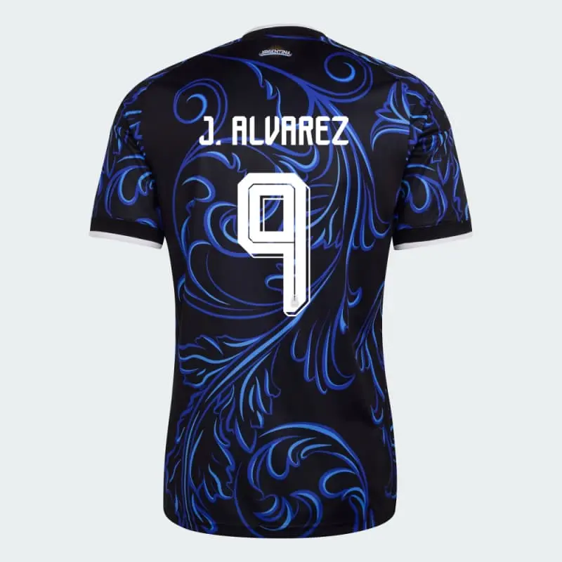Camiseta J.Álvarez 9 Argentina Away Mundial 2026 Azul con FIFA2022
