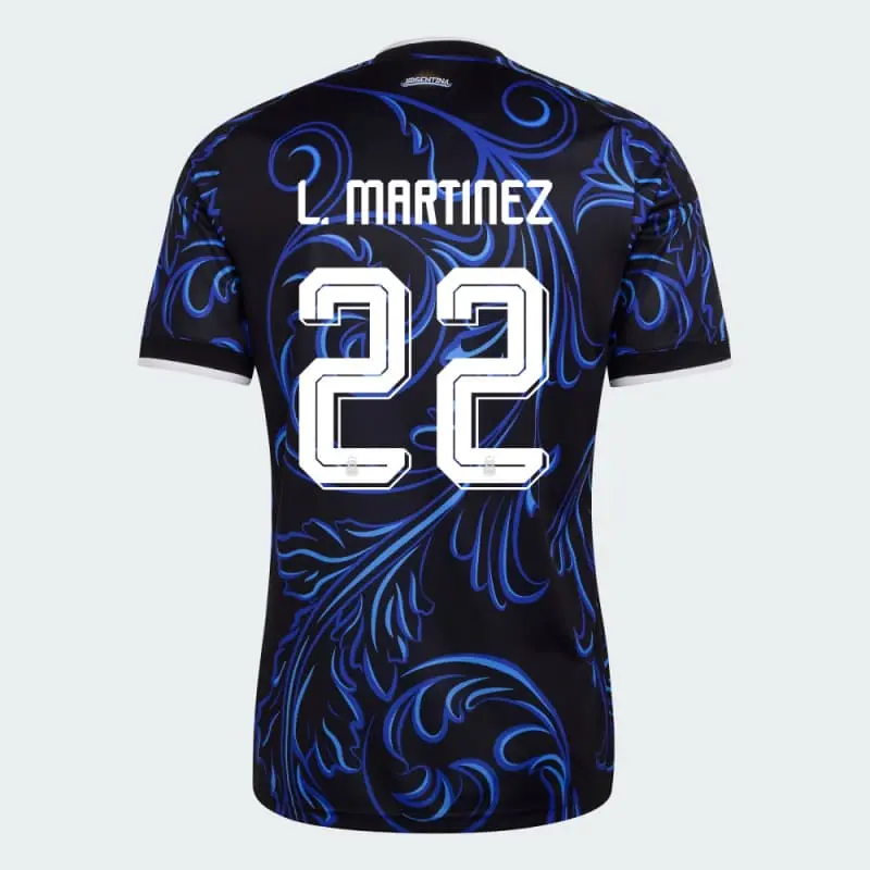 Camiseta L.Martínez 22 Argentina Away Mundial 2026 Azul con FIFA2022