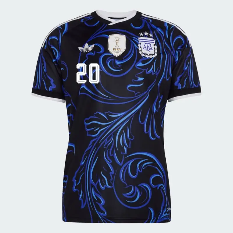 Camiseta Mac Allister 20 Argentina Away Mundial 2026 Azul con FIFA2022