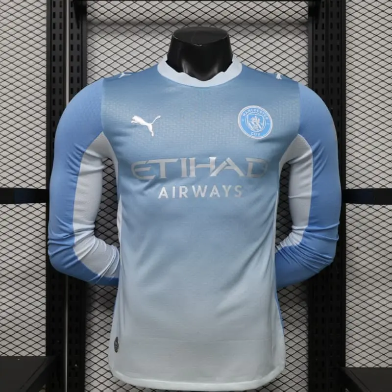 Camiseta Manchester City Home 2026/2027 ML Azul/Blanco (EDICIÓN JUGADOR)