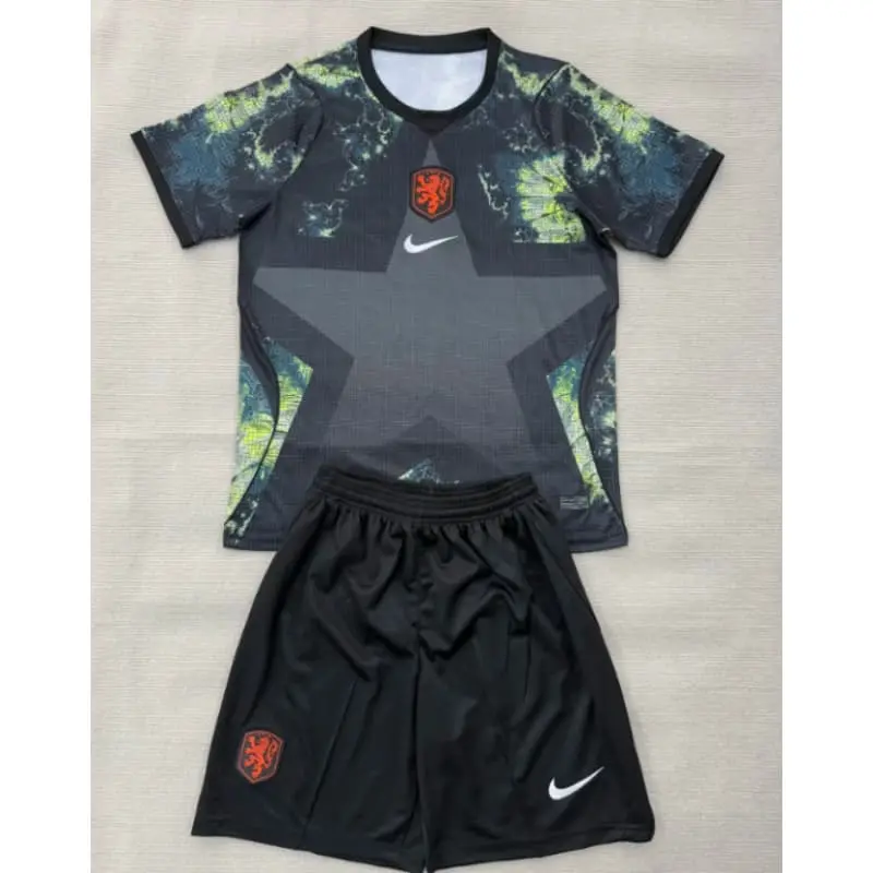 Camiseta de Portero Holanda Mundial 2026 Negro Niño Kit