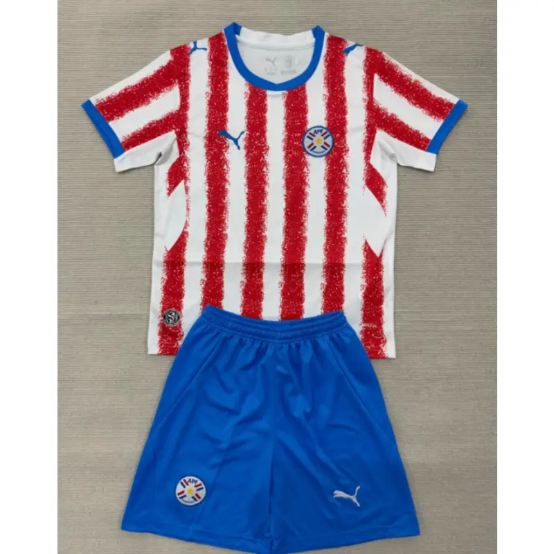Camiseta Paraguay Home Mundial 2026 Rojo/Blanco Niño Kit