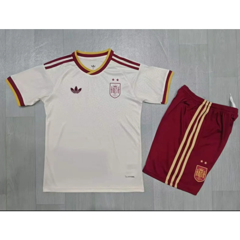 Camiseta España Away Equipación Mundial 2026 Blanco/Rojo Niño Kit 2 Estrellas
