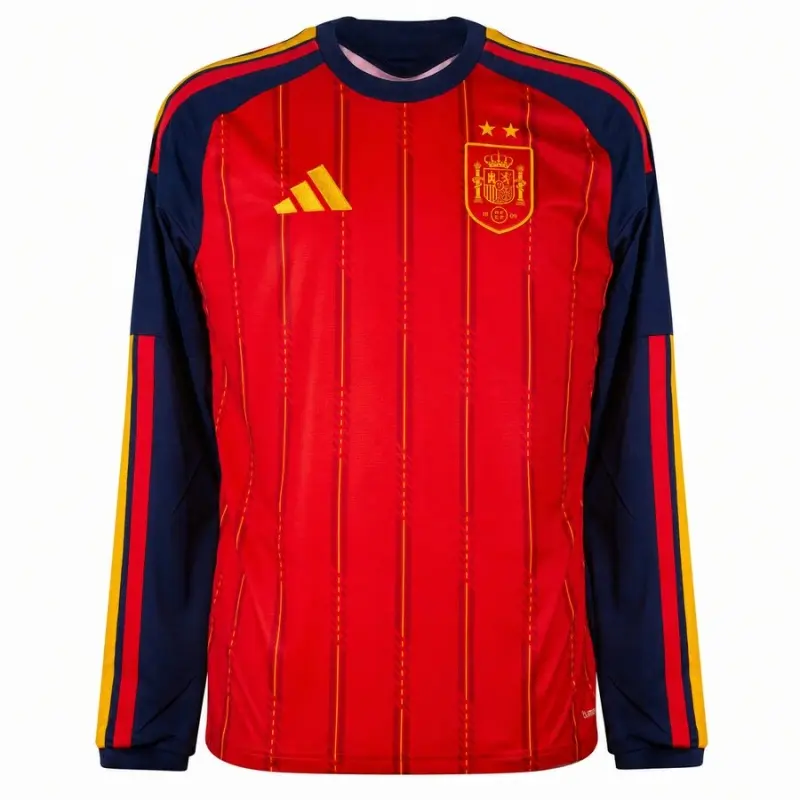 Camiseta España Home Equipación Mundial 2026 ML Rojo/Azul 2 Estrellas
