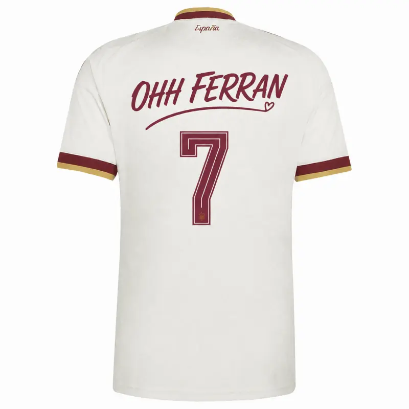 Camiseta España Away Equipación Mundial 2026 Edición OHH FERRAN 7 Blanco 2 Estrellas