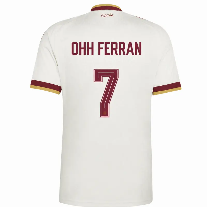 Camiseta OHH FERRAN 7 España Away Equipación Mundial 2026 Blanco 2 Estrellas