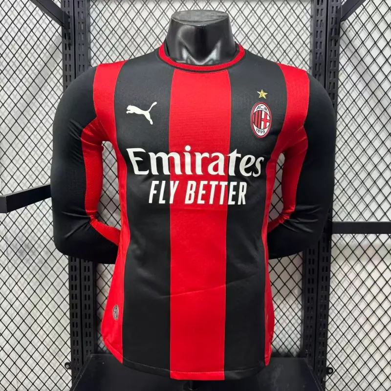 Camiseta AC Milan Home Equipación 2026/2027 ML Rojo/Negro (EDICIÓN JUGADOR)