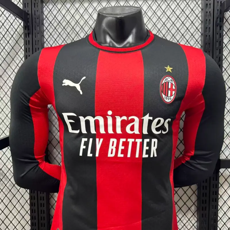 Camiseta AC Milan Home Equipación 2026/2027 ML Rojo/Negro (EDICIÓN JUGADOR)
