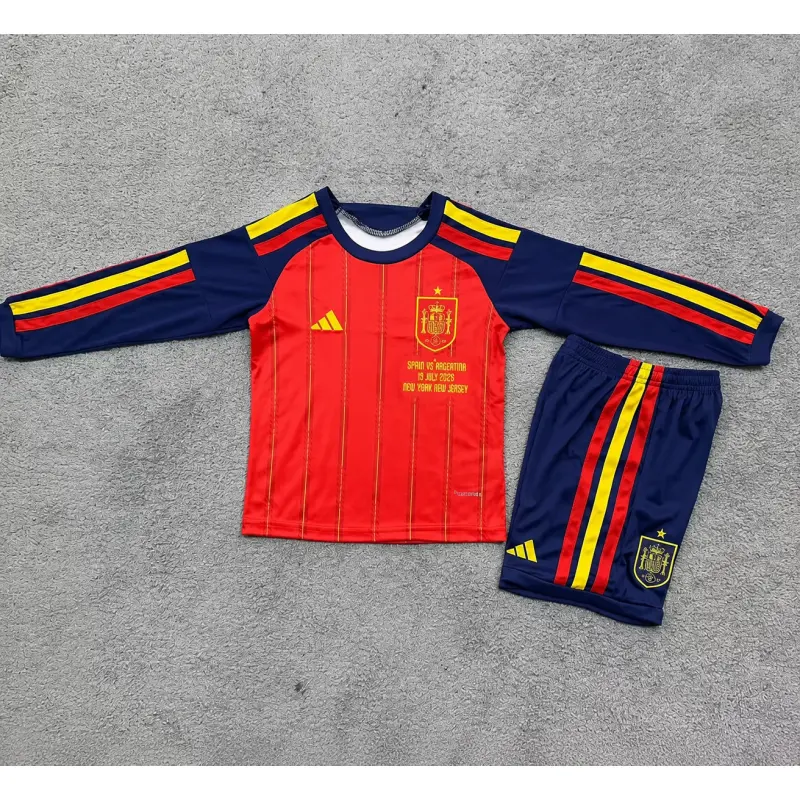 Camiseta España Home Equipación Mundial 2026 ML Rojo/Azul Niño Kit Edición Final