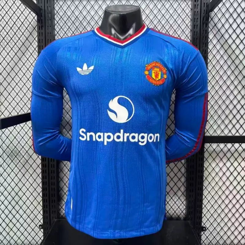 Camiseta Manchester United Away Equipación 2026/2027 ML Azul (EDICIÓN JUGADOR)