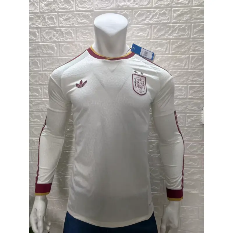 Camiseta España Away Equipación Mundial 2026 ML Blanco 2 Estrellas (EDICIÓN JUGADOR)