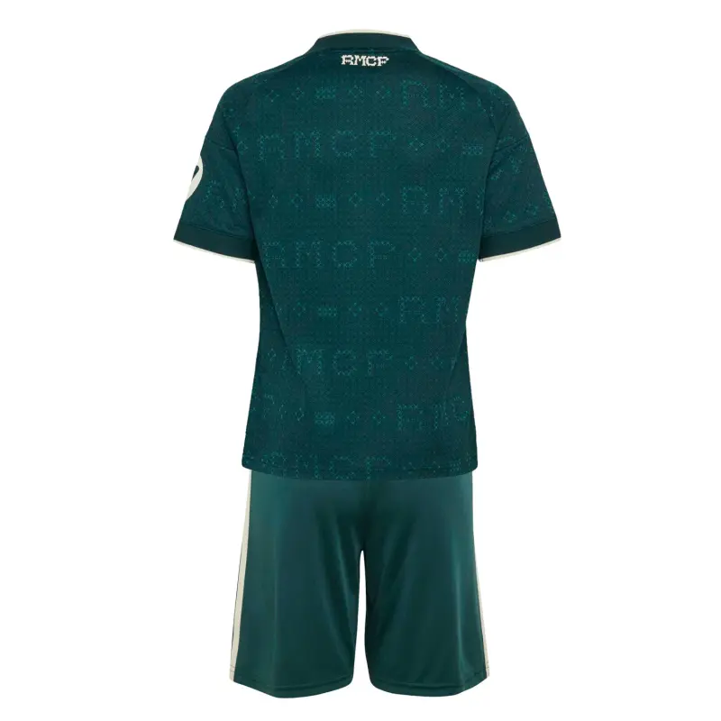 Camiseta Real Madrid Away Equipación 2026/2027 Verde Oscuro Niño Kit con Parche HP
