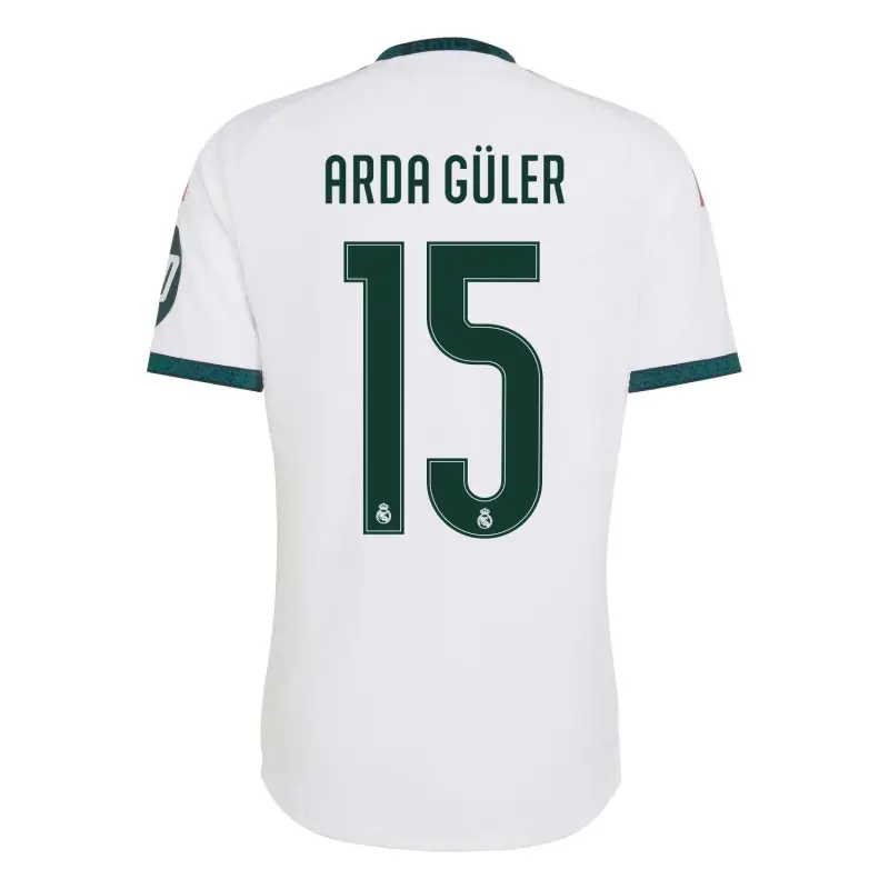 Camiseta ARDA GÜLER 15 Real Madrid Home Equipación 2026/2027 Blanco con Parche HP