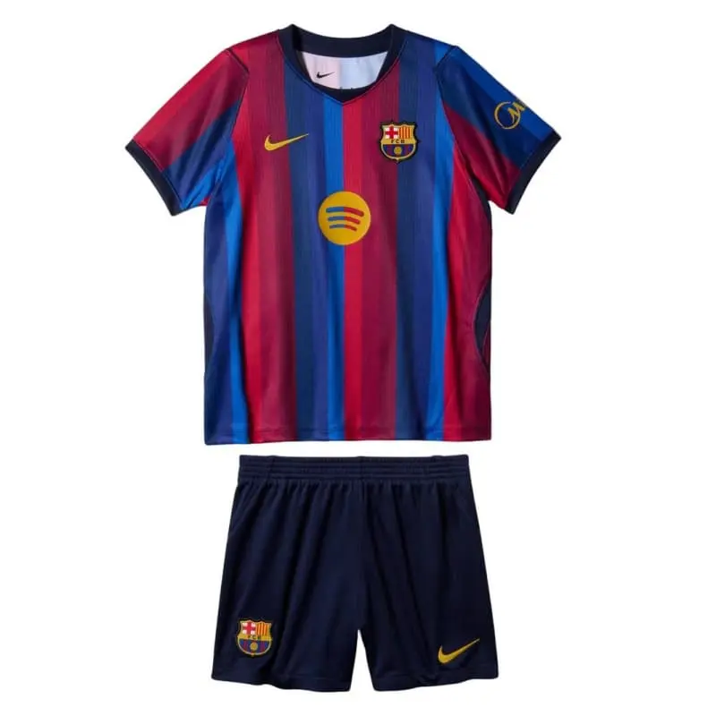 Camiseta GERARD MARTÍN 18 Barcelona Home Equipación 2026/2027 Rojo/Azul Niño Kit UCL