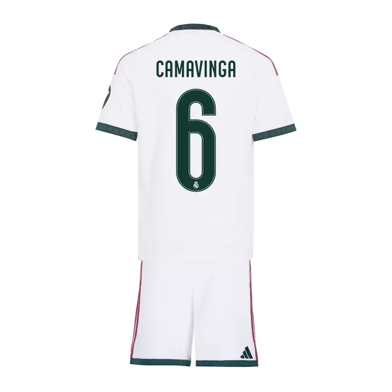 Camiseta CAMAVINGA 6 Real Madrid Home Equipación 2026/2027 Blanco Niño Kit con Parche HP