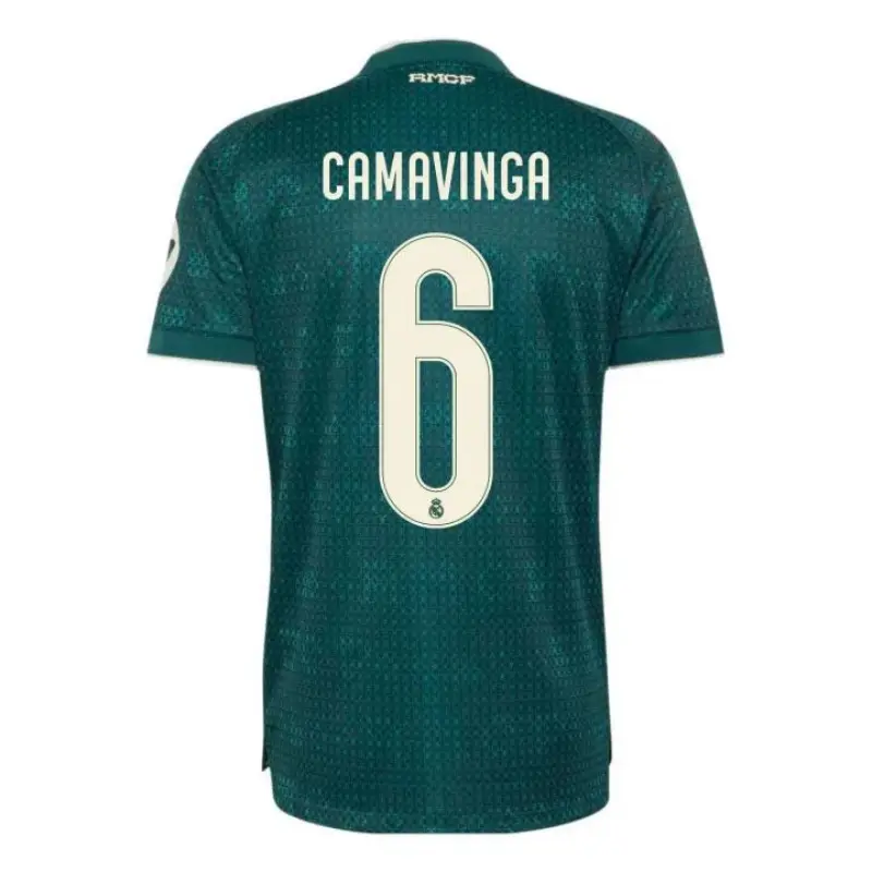 Camiseta CAMAVINGA 6 Real Madrid Away Equipación 2026/2027 Verde Oscuro con Parche HP