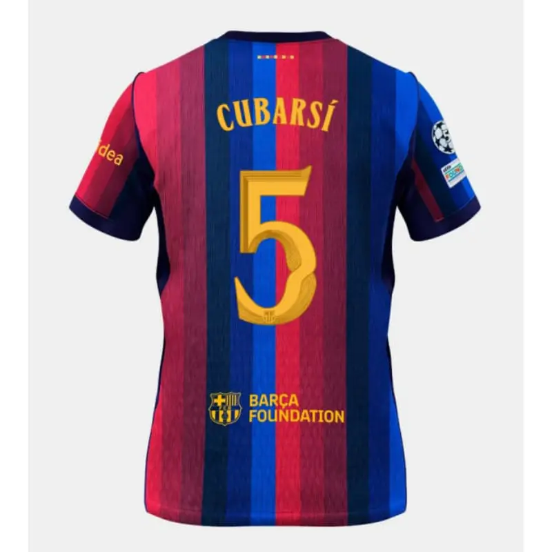 Camiseta CUBARSÍ  5 Barcelona Home Equipación 2026/2027 Rojo/Azul con Parche UCL