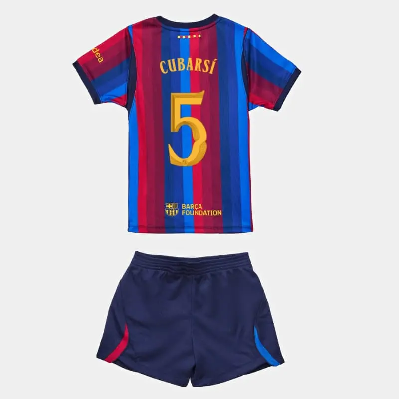 Camiseta CUBARSÍ 5 Barcelona Home Equipación 2026/2027 Rojo/Azul Niño Kit UCL
