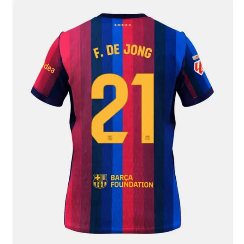 Camiseta F. DE JONG 21 Barcelona Home Equipación 2026/2027 Rojo/Azul con Parche La Liga