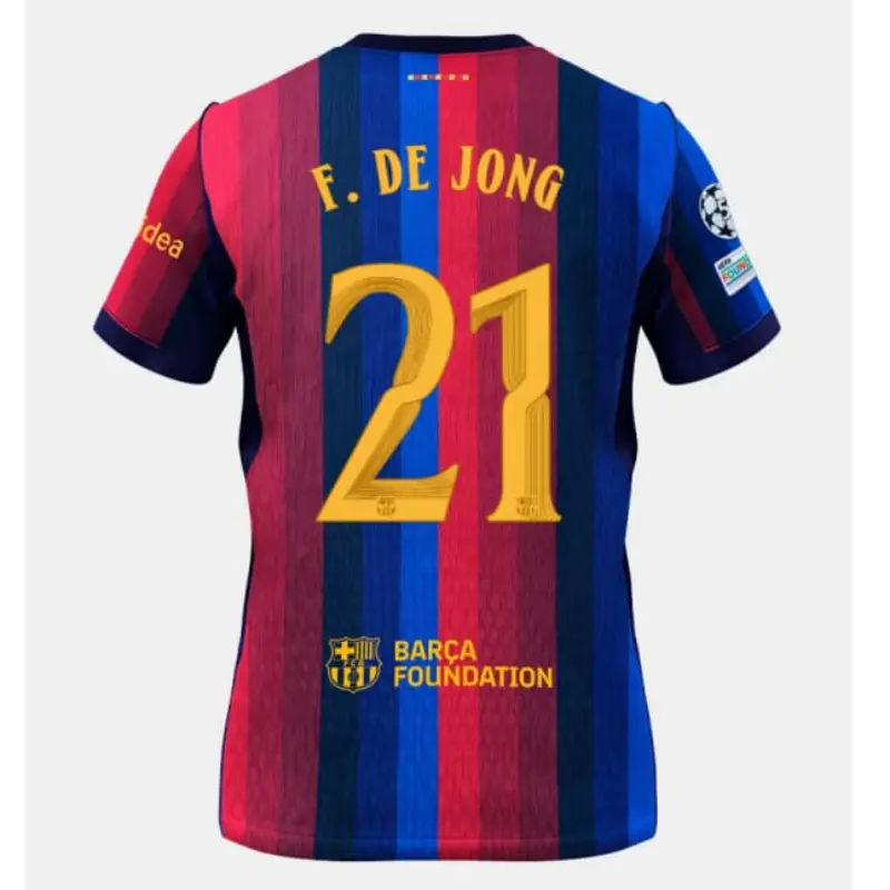 Camiseta F. DE JONG 21 Barcelona Home Equipación 2026/2027 Rojo/Azul con Parche UCL