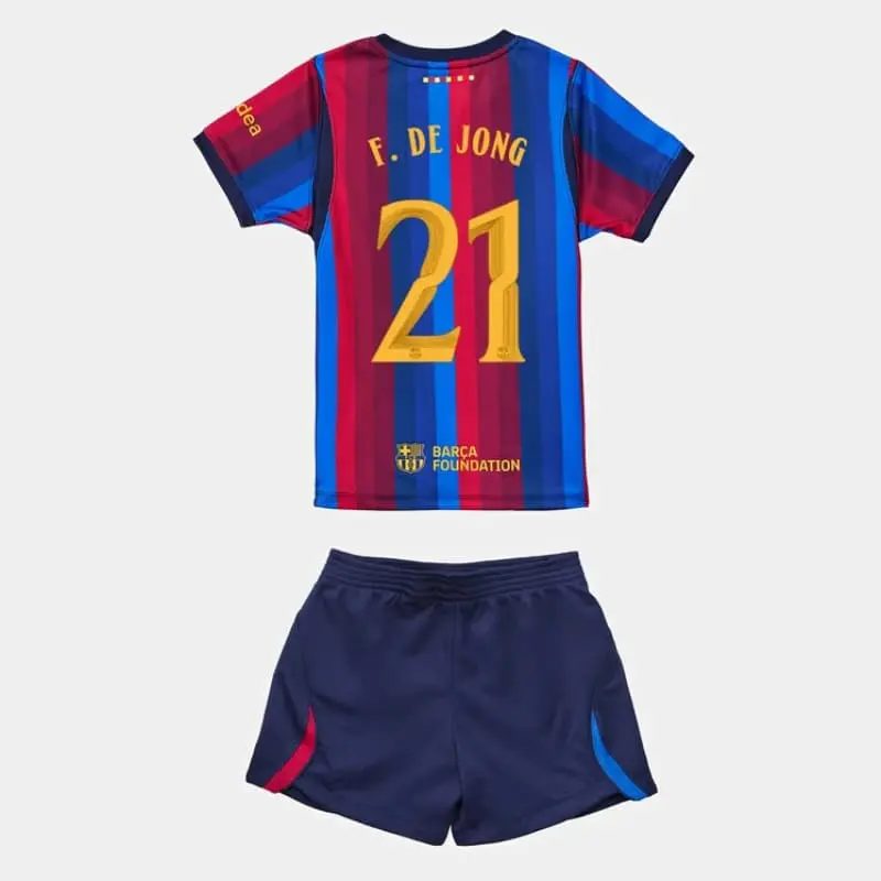 Camiseta F. DE JONG 21 Barcelona Home Equipación 2026/2027 Rojo/Azul Niño Kit UCL