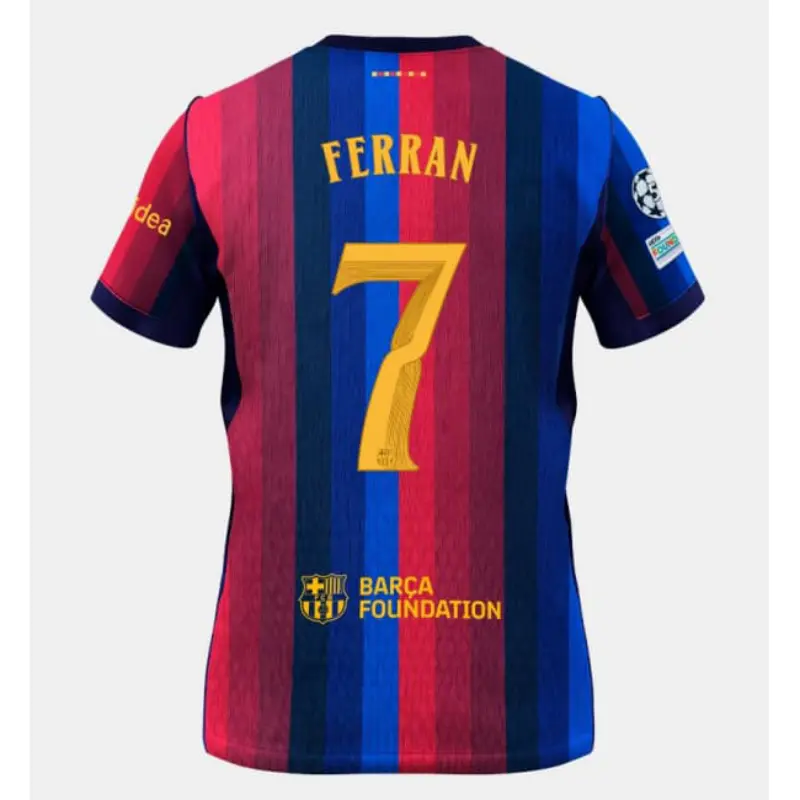 Camiseta FERRAN 7 Barcelona Home Equipación 2026/2027 Rojo/Azul con Parche UCL