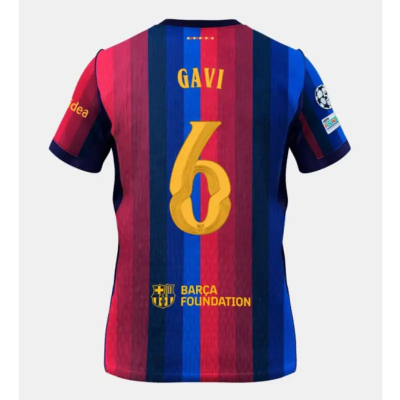 Camiseta GAVI 6 Barcelona Home Equipación 2026/2027 Rojo/Azul con Parche UCL