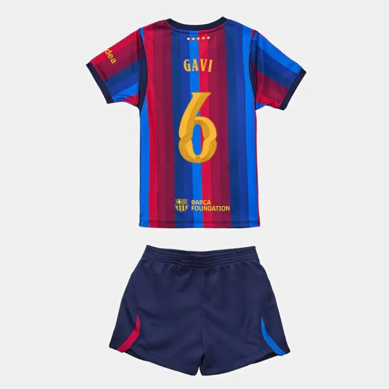 Camiseta GAVI 6 Barcelona Home Equipación 2026/2027 Rojo/Azul Niño Kit UCL