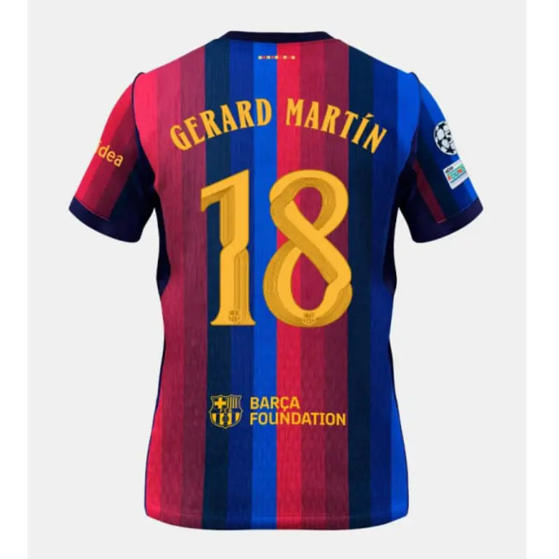 Camiseta GERARD MARTÍN 18 Barcelona Home Equipación 2026/2027 Rojo/Azul con Parche UCL