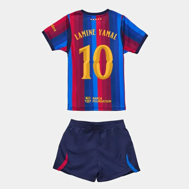 Camiseta LAMINE YAMAL 10 Barcelona Home Equipación 2026/2027 Rojo/Azul Niño Kit UCL