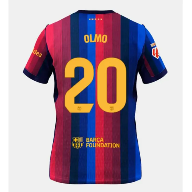 Camiseta OLMO 20 Barcelona Home Equipación 2026/2027 Rojo/Azul con Parche La Liga