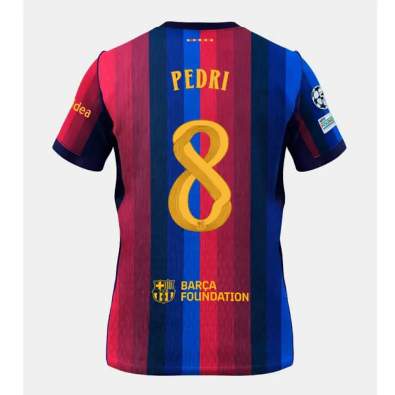 Camiseta PEDRI 8 Barcelona Home Equipación 2026/2027 Rojo/Azul con Parche UCL