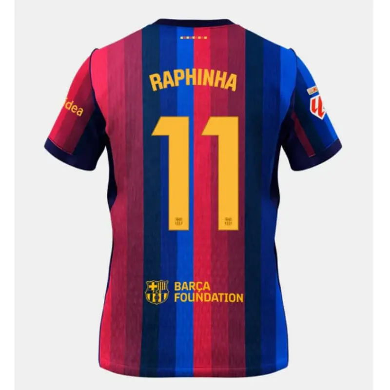Camiseta RAPHINHA 11 Barcelona Home Equipación 2026/2027 Rojo/Azul con Parche La Liga