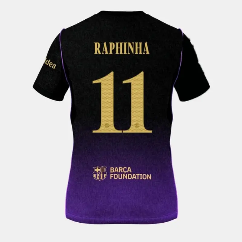 Camiseta RAPHINHA 11 Barcelona Away Equipación 2026/2027 Negro/Morado UCL