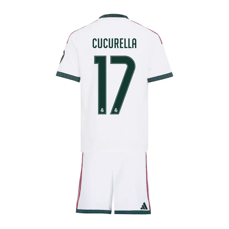 Camiseta CUCURELLA 17 Real Madrid Home Equipación 2026/2027 Blanco Niño Kit con Parche HP