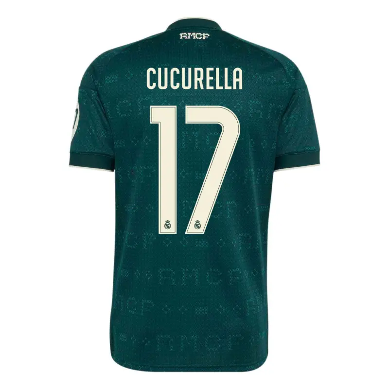 Camiseta CUCURELLA 17 Real Madrid Away Equipación 2026/2027 Verde Oscuro con Parche HP