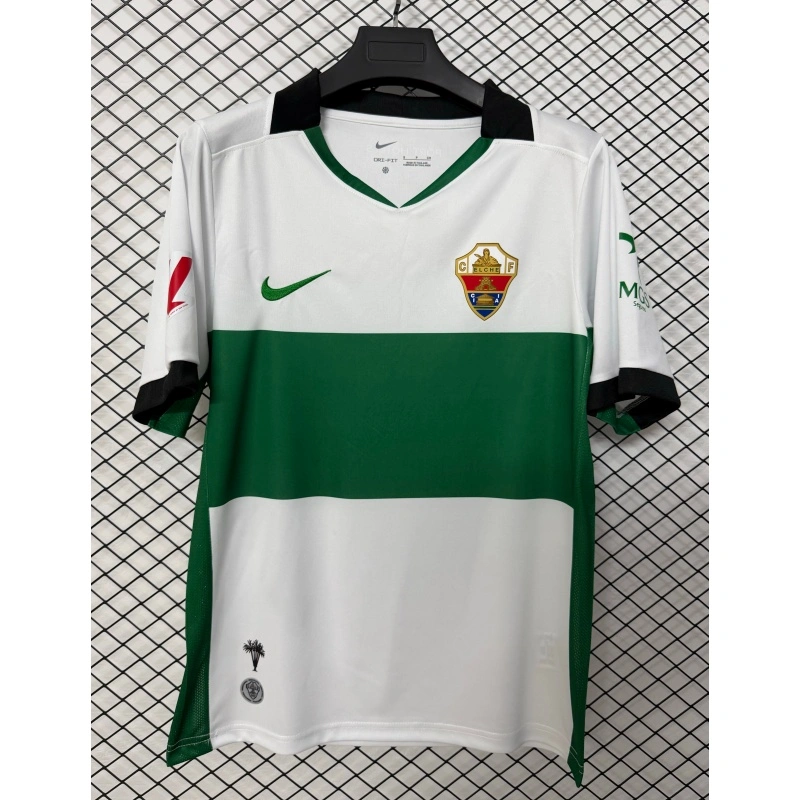 Camiseta Elche Home Equipación 2026/2027 Blanco/Verde con Parche La Liga