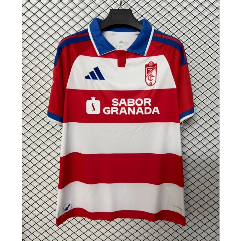 Camiseta Granada Home Equipación 2026/2027 Rojo/Blanco con Parche La Liga