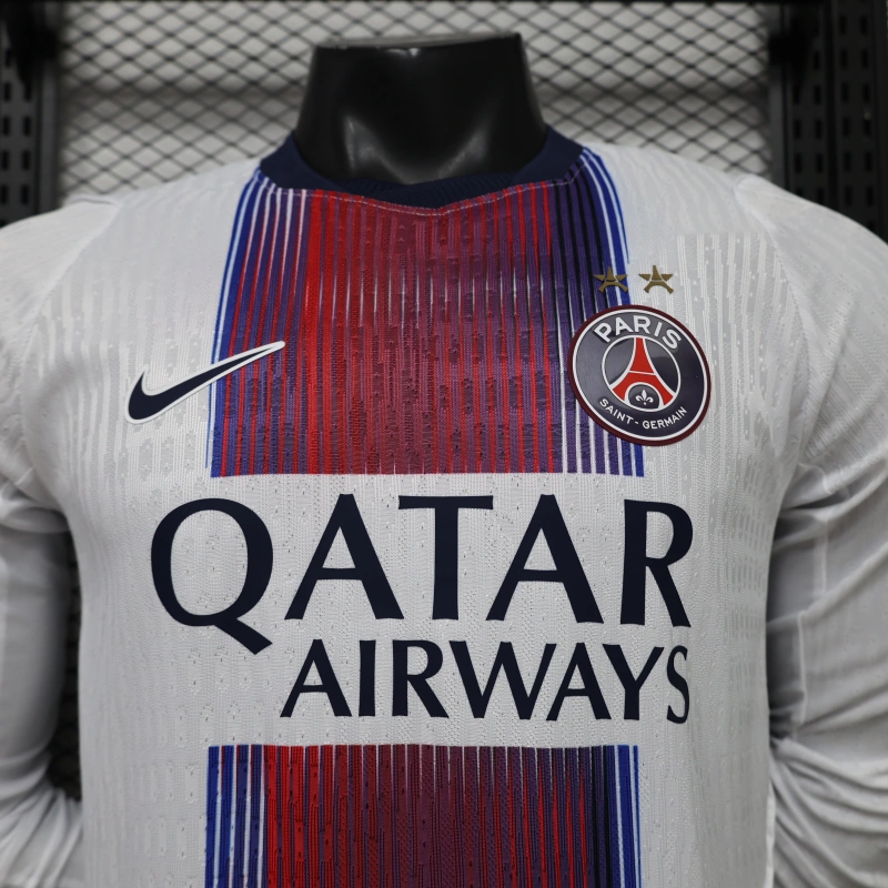 Camiseta PSG Away Equipación 2026/2027 ML Blanco con Dos Estrellas (EDICIÓN JUGADOR)