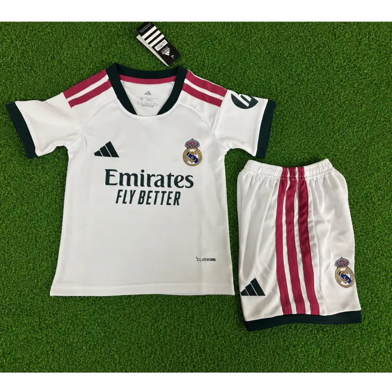 Camiseta Real Madrid Home Equipación 2026/2027 Blanco Niño Kit con Parche HP